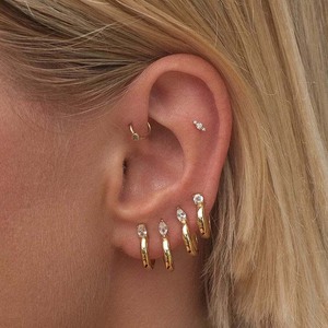 Gemnel 925スターリングシルバーダイヤモンドフープイヤリング女性用 - Product Image 2