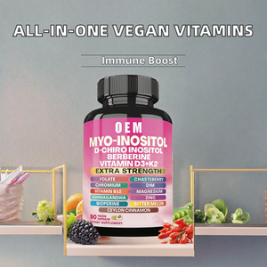 Cápsulas de Mioinositol, D-Chiroinositol, Berberina y Vitamina D3+K2, Suplemento Dietético Vegano, 60 Unidades - Product Image 2
