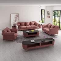 Ensemble de canapés modernes en velours avec pieds argentés, confortables, à boucles intégrales, pour l'intérieur, configuration 3+1+2