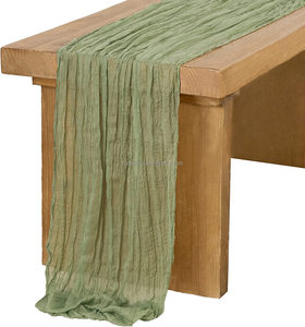 90*80 Gauze Boho Rustic <strong>Teal</strong> Blue Cheese Cloth <strong>Table</strong> <strong>Runner</strong> Cheesecloth <strong>Table</strong> <strong>Runner</strong> for Wedding Christmas Decoration - Product Image 5