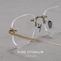 Lunettes de myopie sans monture en titane pur ultra-légères pour hommes, adaptées aux petits visages, verres correcteurs disponibles