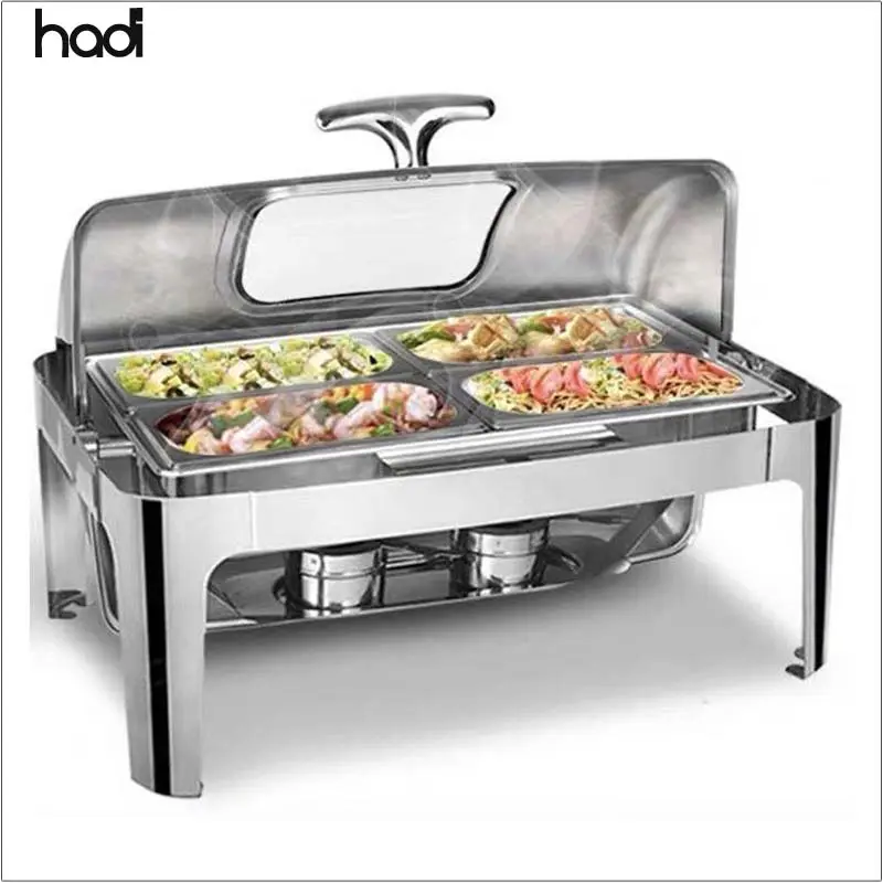 HADI kitchen equipment electric buffet heaters and fuel food warmer catering cheffing dish gn pan 1/4 chaffing dishes oblong