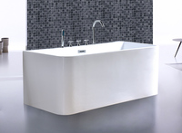 Baignoire japonaise impériale autoportante sans joint en pierre artificielle isolée à bord fin, douce pour les appartements et les foyers