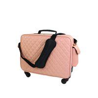 Trousse de Maquillage à Roulettes en Similicuir Matelassé, Design Tendance, Résistante à l'Eau, Grande Capacité, pour Maquilleurs Professionnels – En Stock
