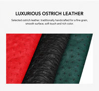 Sac à main femme en cuir véritable texturé autruche 19 cm, cousu main au fil ciré, imperméable, été/hiver, fermeture éclair, bandoulière