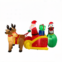 NORCO 6FT Décoration de Noël Gonflable Père Noël, Traîneau et Rennes en Polyester Imperméable, Modèle Gonflable pour Jardin