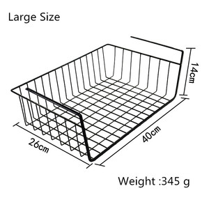 Panier sous étagère suspendu en fil métallique panier de rangement pour cuisine bureau garde-manger <span class=keywords><strong>armoire</strong></span> de salle de bain noir - Product Image 4