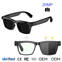 Lunettes intelligentes IA avec enregistrement vidéo 4K 20MP, traduction IA, appels, musique, assistant vocal, contrôle par bouton tactile, chargement Type-C