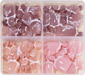 96 pièces/boîte couleur unie brillant presse courte sur Nais orteil couverture complète rose Fluorescent vert carré <span class=keywords><strong>faux</strong></span> ongles de <span class=keywords><strong>pied</strong></span> d'été - Product Image 6