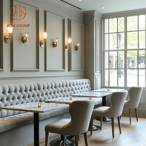 Tavolo Rotondo in Marmo per Ristorante, Tavolo Semicircolare per Caffetteria, Set di Arredi con Sedute per Bar - Product Image 2