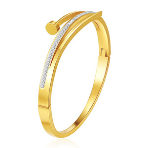 กำไลข้อมือแฟชั่นสแตนเลสสตีล 316L ชุบทอง 14k 18k ประดับเพชร CZ แบรนด์ดีไซเนอร์สำหรับผู้หญิง - Product Image 3