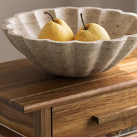 Bol à fruits en travertin naturel pour comptoir de cuisine décor bol piédestal pour la décoration intérieure artisanat pierre coquille bols