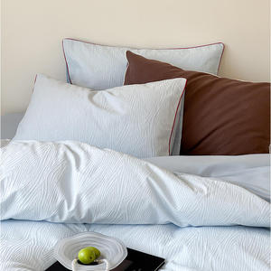 Juego de Sábanas de Cuatro Piezas de Algodón Teñido con Hilo Jacquard Clase A 60, Fundas de Almohada, Juego de Fundas de Edredón - Product Image 3