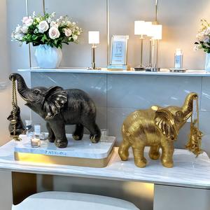 Adorno Nórdico de Lujo con Elefantes Madre e Hijo, Escultura Artesanal de Resina Epoxi, Arte Folclórico, Diseño Creativo para la Entrada del Hogar - Product Image 3