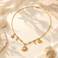 Ensemble de bijoux tendance minimaliste SUMMLY avec breloques soleil, lune et perle, plaqué or 18 carats, en acier inoxydable, collier et bracelet pour femmes