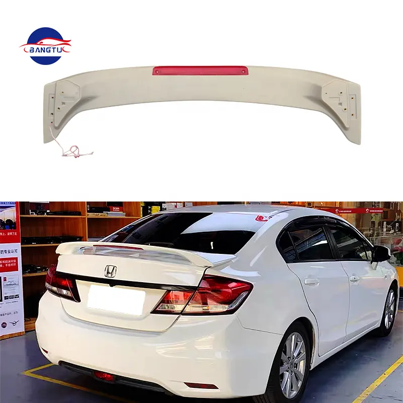 Vendita calda ABS in plastica in fibra di carbonio con lampada posteriore Boot Spoiler per Honda Civic 8th Gen 2006 2007 2008 2009 2010 2011