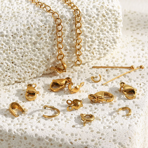Fermoirs de bijoux personnalisés en gros, plaqués or 18 carats, en acier inoxydable, fermoirs à ressort et anneaux de jonction <span class=keywords><strong>pour</strong></span> la création de bijoux DIY - Product Image 2