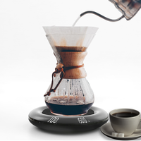 Alat Barista Laris Manis Timbangan Kopi Bulat USB Rechargeable Layar LED Dengan Timer Akurasi 2000g 0.1g