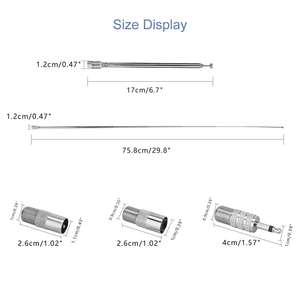 Antenne radio FM AM télescopique de 75 cm pour système stéréo domestique avec connecteur de type F et adaptateurs multiples pour système stéréo domestique et récepteur AV - Product Image 2