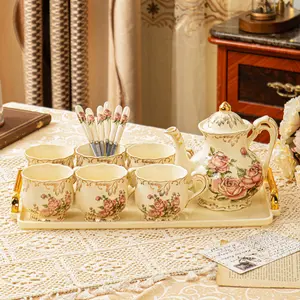 European Ceramic Coffee Cup Set Porcelain Tea Cup And Saucer Set Chinese Ceramic Coffee Cups And Spoons