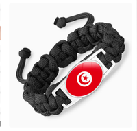 Bracelet en paracorde réglable de style occidental avec drapeau de la Tunisie, drapeaux nationaux et logos de clubs de football européens