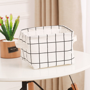 Desktop Square <b>Storage</b> <b>Box</b> Cotton Linen Foldable Organizing Bin For Desk <b>Drawer</b> Use - Product Image 4