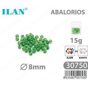 Ilan Abalorios Perline Rotonde Trasparenti Verdi 8mm 15g - Product Image 1
