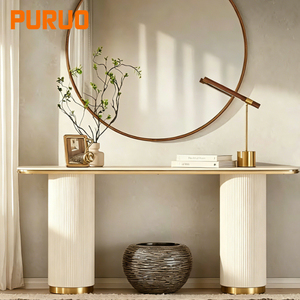 Consolle Decorativa per <span class=keywords><strong>Ingresso</strong></span> Hotel PURUO in Pietra Naturale con Piano in Marmo Nero Antico, Dimensioni Personalizzabili, per <span class=keywords><strong>Soggiorno</strong></span> Villa - Product Image 3