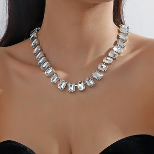 Perhiasan Fashion Grosir Kalung Kristal Geometris Persegi yang Mewah untuk Pesta Pernikahan dan Pengantin - Product Image 2