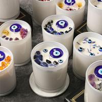 Bougies Velas personnalisées en cristal de soja bleu mauvais œil turc pot de bougies aromatiques vanille lavande