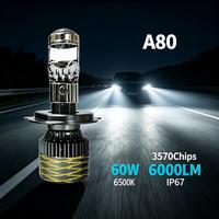 Phares LED de voiture SunRise A80 H1 12V 60W 6000LM 6500K IP67 Étanche Nouvelle Haute Luminosité Plug & Play Adaptation Universelle