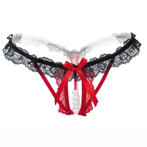 Rei Mcgreen Estrela Cor Correspondência Pérola Decoração Womens Roupa Interior Sexy das Mulheres Calcinha de Renda Tanga G cordas