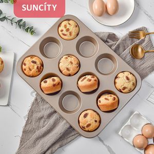 Suncity 9 Cup Muffin Pan Rectangle Non Stick Baking Mold For Home Cake Making - Product Image 1