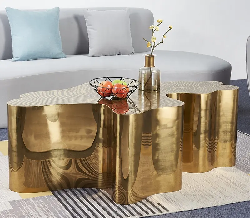 2021 Newest Irregular Tree Trunk Shape Tea Tables Light luxury Style Center Table Gold Stainless Steel Coffee Tables