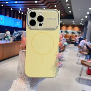 Custodia per telefono di lusso in <span class=keywords><strong>silicone</strong></span> liquido con protezione a lente in cristallo per <span class=keywords><strong>iPhone</strong></span> 17 16 15 <span class=keywords><strong>14</strong></span> Pro Max 13, <span class=keywords><strong>cover</strong></span> con ricarica wireless magnetica - Product Image 4