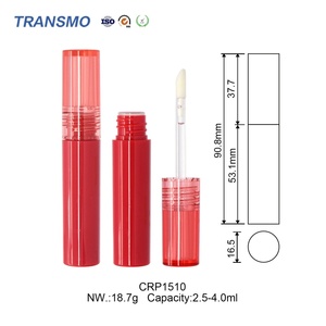 Tube de brillant à lèvres rond transparent de 2,5-4,0 ml en gros, conteneur vide pour rouge à lèvres et fard à joues avec grande brosse, en plastique, avec bouchon à vis - Product Image 2