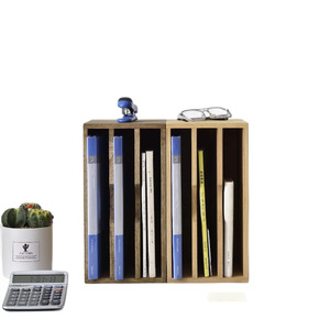 Wooden Desktop <b>File</b> Organizer 3 Tier Dark Brown Office Desk <b>Storage</b> Rack For Books And Stationery - Product Image 5