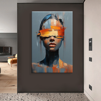 Tentures murales d'art de portrait abstrait sur mesure peintes à la main peintes à la bombe sur toile avec support à l'huile d'impression numérique