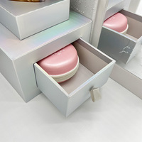 Affichage holographique de luxe brillant, porte personnalisée ouverte PR produits de soins de la peau coffret cadeau boîte d'emballage avec miroir