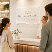 Panneau en acrylique transparent personnalisé pour bureau, plaque de bureau imprimée sur mesure en plastique transparent avec logo d'entreprise