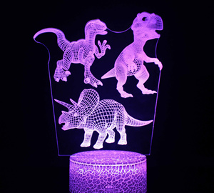 Lampada Notturna Dinosauro in Acrilico, Luce 3D a Illusione Ottica, RGB 16 Colori, Telecomando Touch USB Dimmerabile, Decorazione per Camera da Letto Bambini, Regalo - Product Image 5