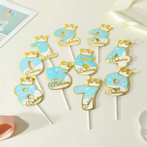 Nuovo <span class=keywords><strong>Topper</strong></span> per Torta di Buon Compleanno con Numeri, Cartoncino Rotondo Blu e Rosa - Product Image 6