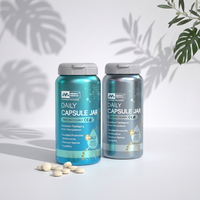 Conteneur en aluminium mat recyclable de qualité alimentaire pour comprimés de vitamines, capsules, pilules, emballage de bouteilles pour compléments alimentaires