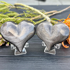 Cristales Naturales de Obsidiana Plateada en Forma de Corazón de Melocotón de Alta Calidad al por Mayor para Decoración del Hogar y Regalos Navideños - Product Image 2