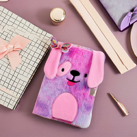 Carnet en peluche mignon chat, lapin, renard pour filles, avec pendentif Kawaii, carnet à poils, agenda quotidien, journal, bloc-notes, papeterie