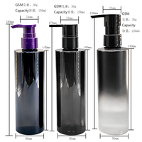 Bouteille de shampoing 250 ml en PET avec pompe à pression, sac de protection, pour cosmétiques personnalisés OEM Chine, gel douche, sérum de soin rayé, en plastique