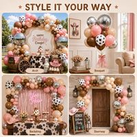 Kit d'arche de ballons imprimé vache, guirlande de ballons western cowgirl avec ballons disco pour décorations de fête d'anniversaire sur le thème du rodéo