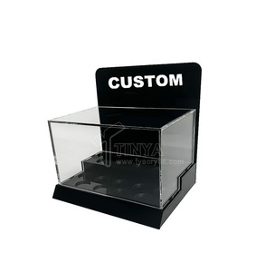 แท่นโชว์อะคริลิคแบบกำหนดเองสำหรับสินค้าขนาดเล็ก สีดำใส สำหรับวางบนเคาน์เตอร์ พร้อมพิมพ์โลโก้ - Product Image 2