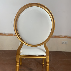 Sedia da Matrimonio in Metallo Dorato di Lusso per Ristoranti <span class=keywords><strong>e</strong></span> Banchetti con Schienale Rotondo - Product Image 3