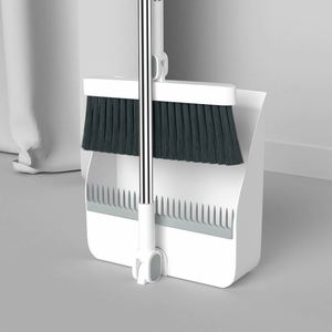 Juego de recogedor y <span class=keywords><strong>escoba</strong></span> giratorio 180 grados con mango largo y cabezal de plástico para limpieza de suelos en oficinas y hogares - Product Image 1